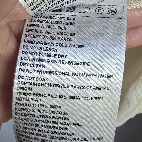 BA&SH New Gilda Silk Metallic Ochre Ruffle Abstract Lady Blouse Top SZ Small - Picture 12 of 16